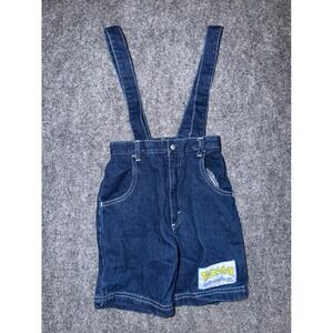 Vintage 1990s Pokemon Denim Suspender Shorts Size 5 Nintendo Licensed Kids Rare